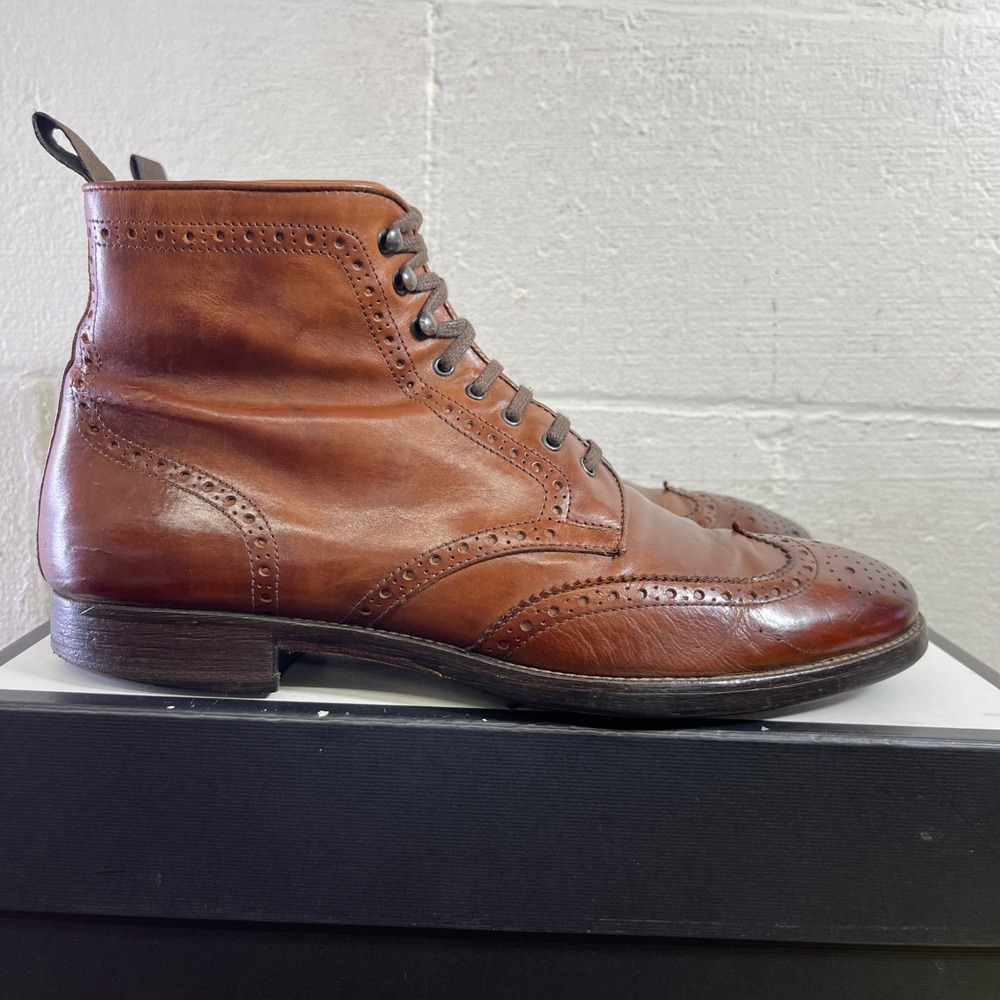 To Boot New York Adam Derrick 79728 Brown Leather Wingtip Boots Lace up Men's 9